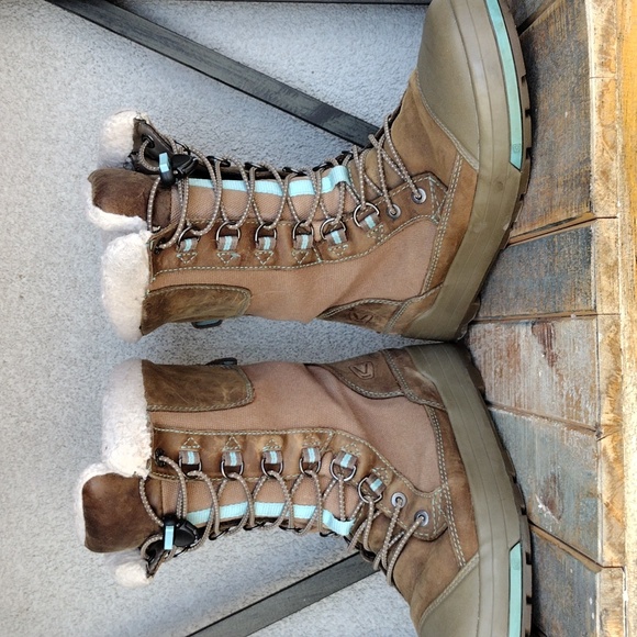 Keen Leather Boots Sheepskin Wool Lined, Mountain Backcountry Winter Snow - Picture 9 of 13